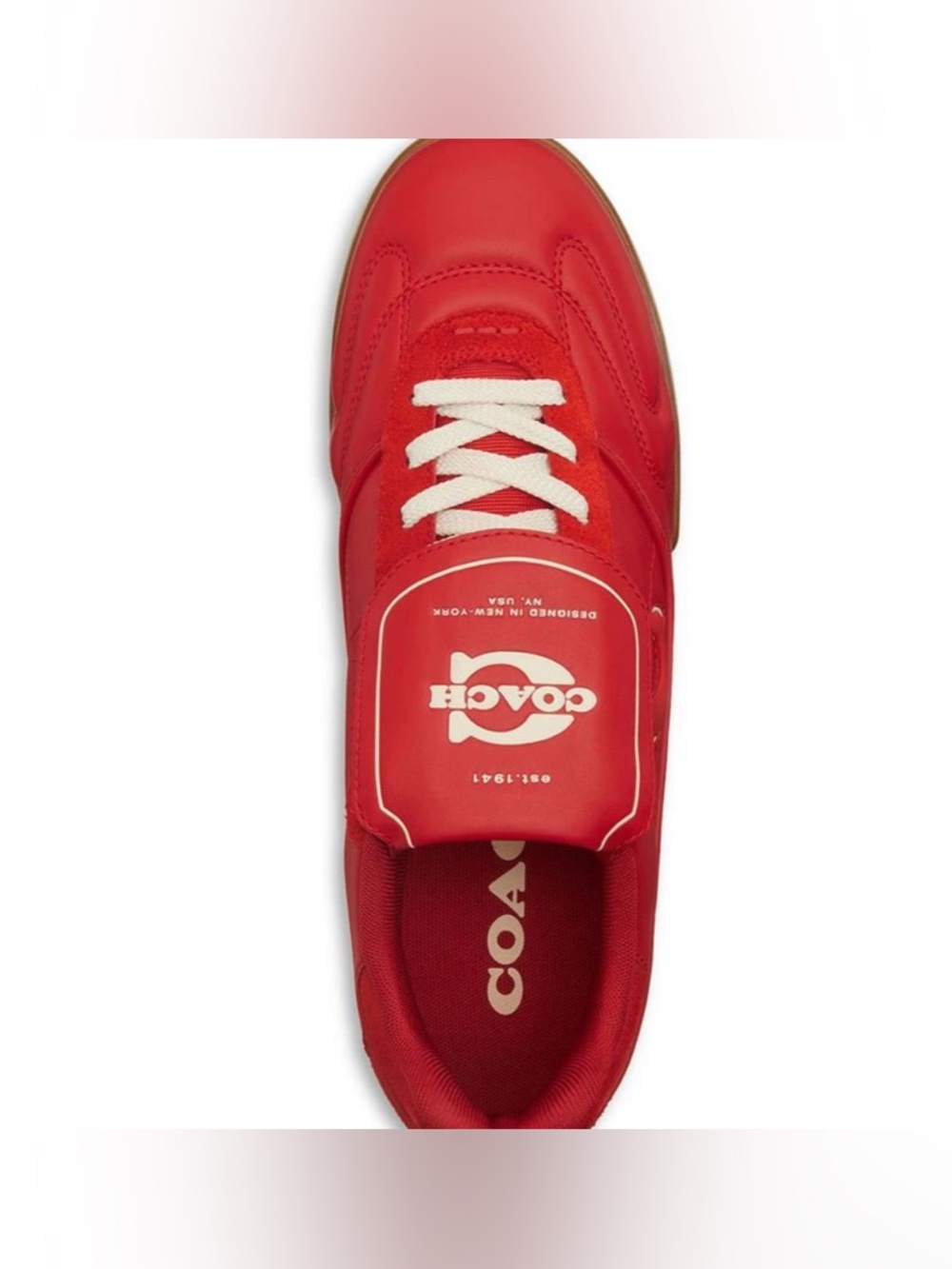 Coach women’s Match Leather and Suede Sneakers red 5/5.5 - Picture 5 of 14